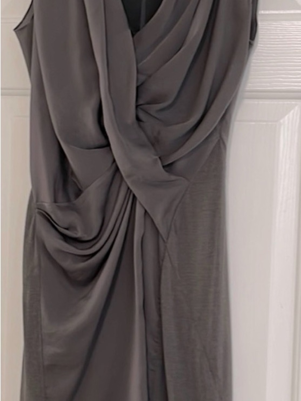 Helmut Lang Taupe-Gray Draped Midi Skirt
